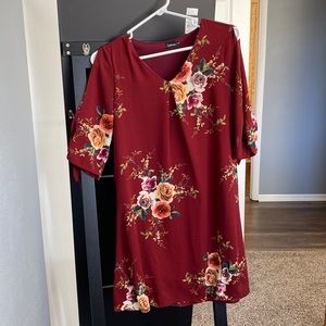 Maroon floral dress